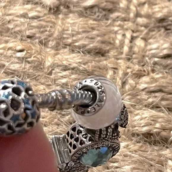 PANDORA Silver 925 Bracelet Full Of 16 Charm Beads L18cm with Box - Picture 10 of 15